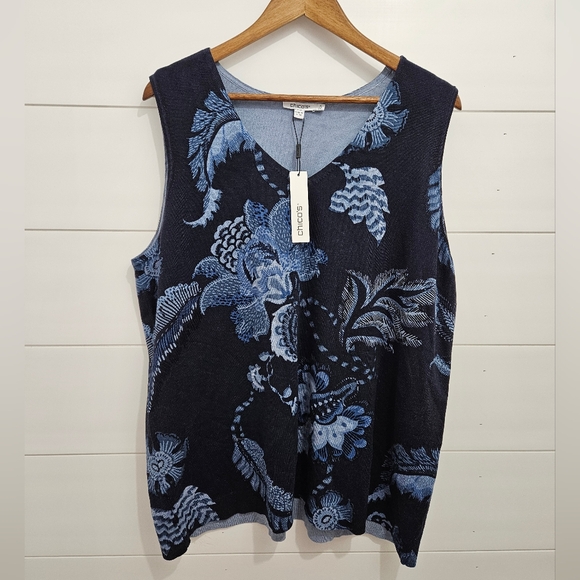 Chico's Tops - Chico's Floral Tank Sweater XXL